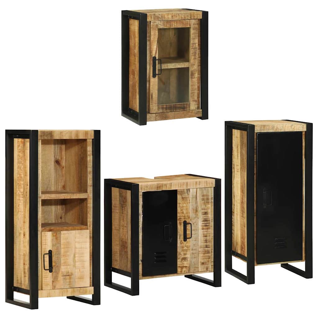 Badezimmermöbel-Set mit Regal 4 pcs Braun Massives Mangoholz