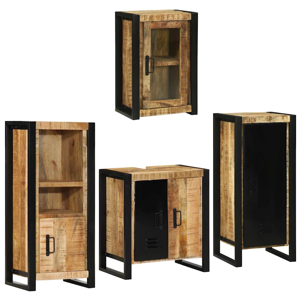 Badezimmermöbel-Set mit Regal 4 pcs Braun Massives Mangoholz