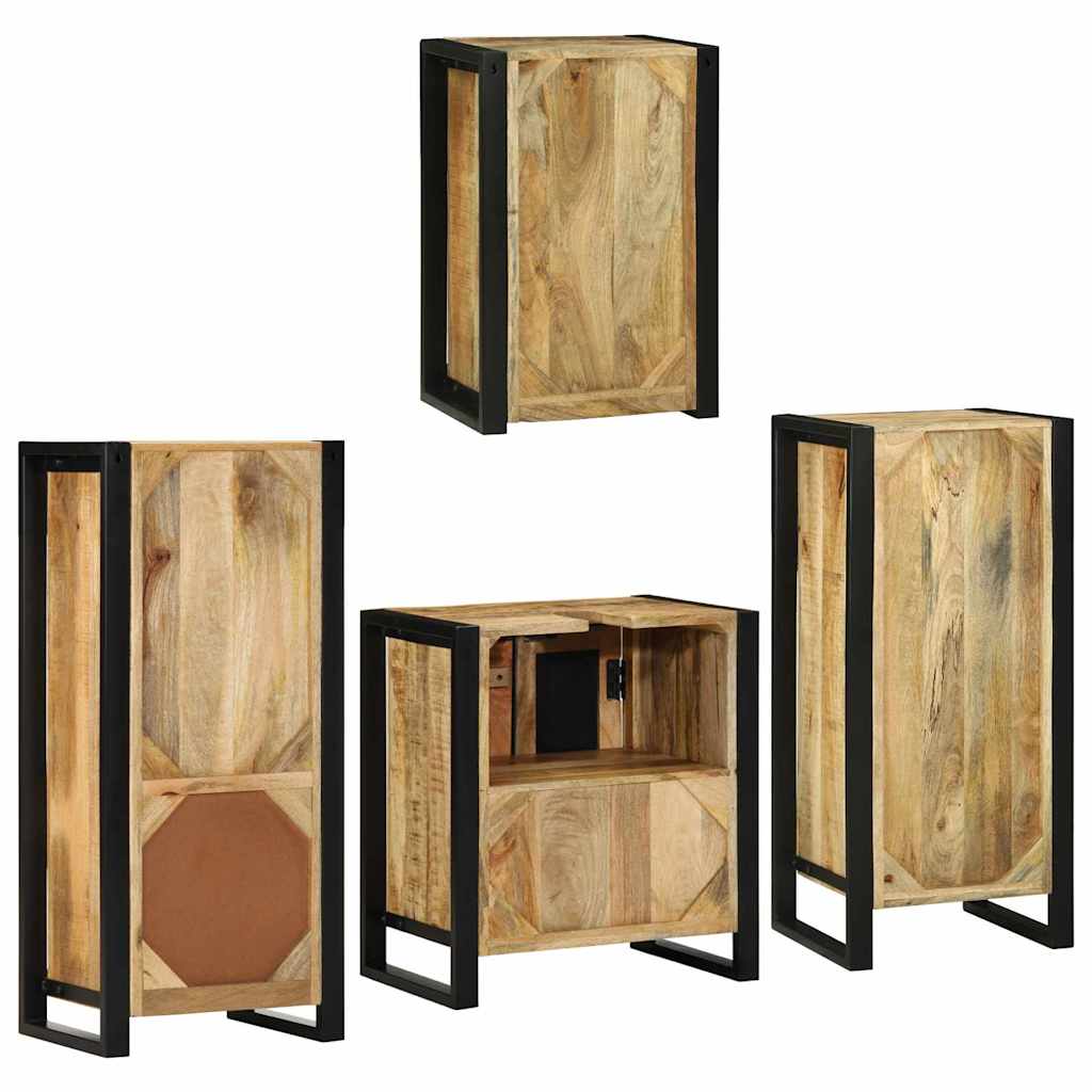 Badezimmermöbel-Set mit Regal 4 pcs Braun Massives Mangoholz