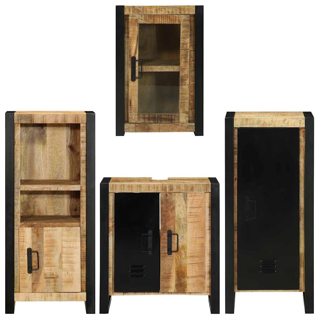 Badezimmermöbel-Set mit Regal 4 pcs Braun Massives Mangoholz