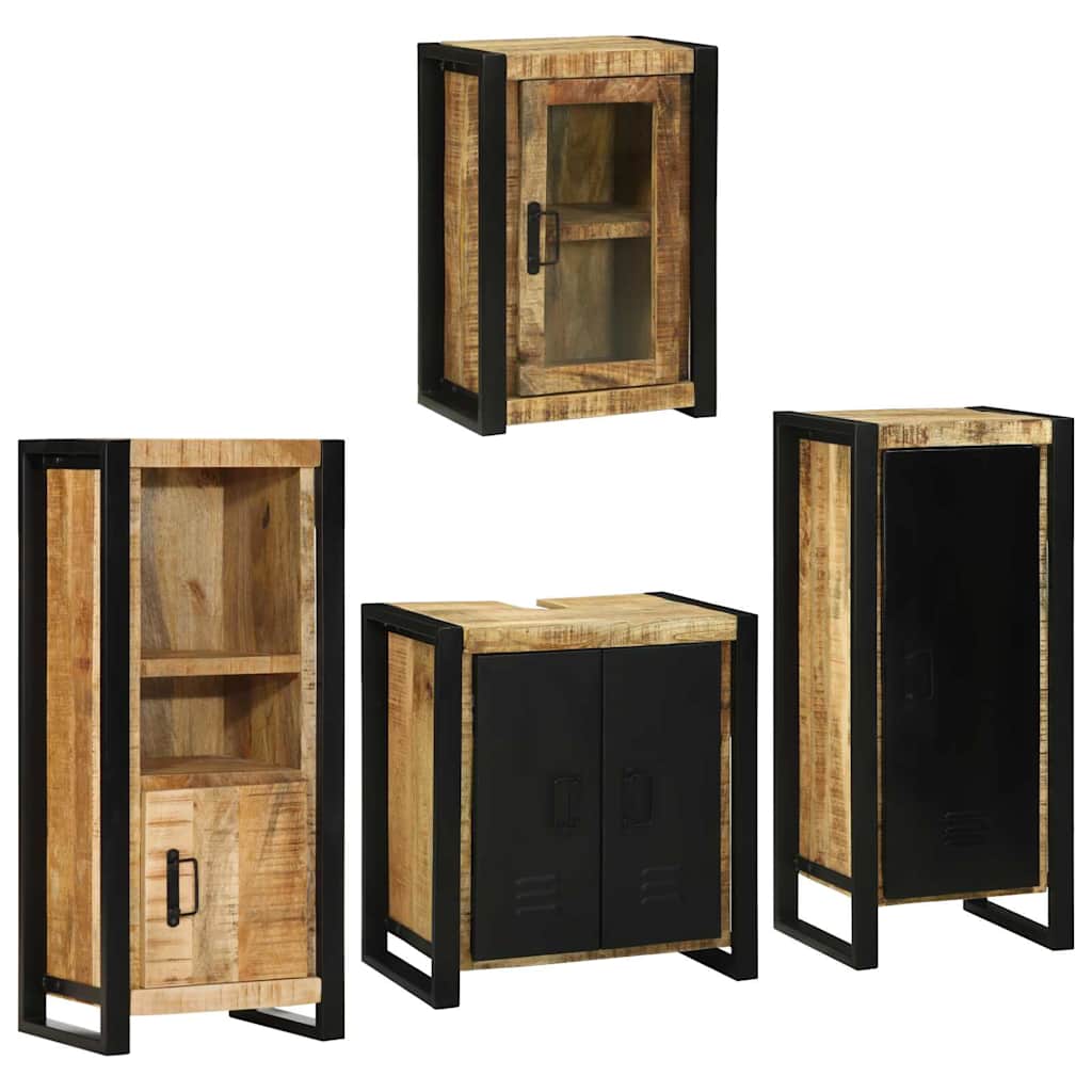 Badezimmermöbel-Set mit Regal 4 pcs Braun Massives Mangoholz
