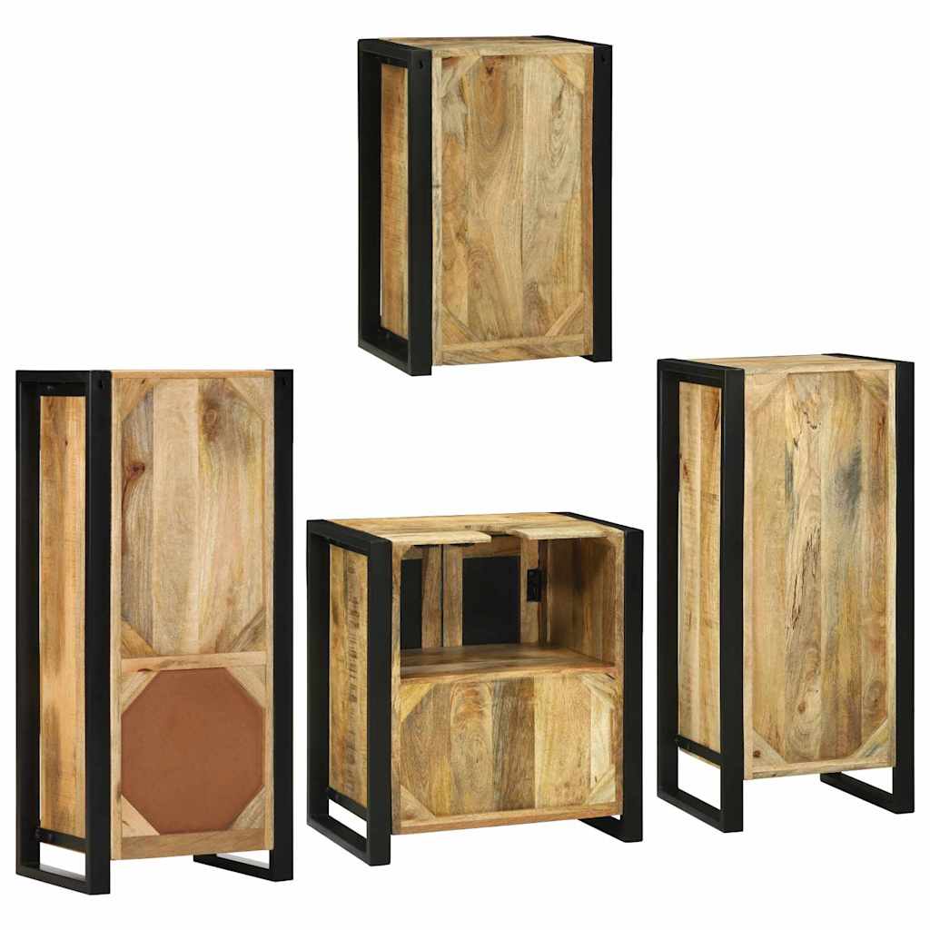 Badezimmermöbel-Set mit Regal 4 pcs Braun Massives Mangoholz