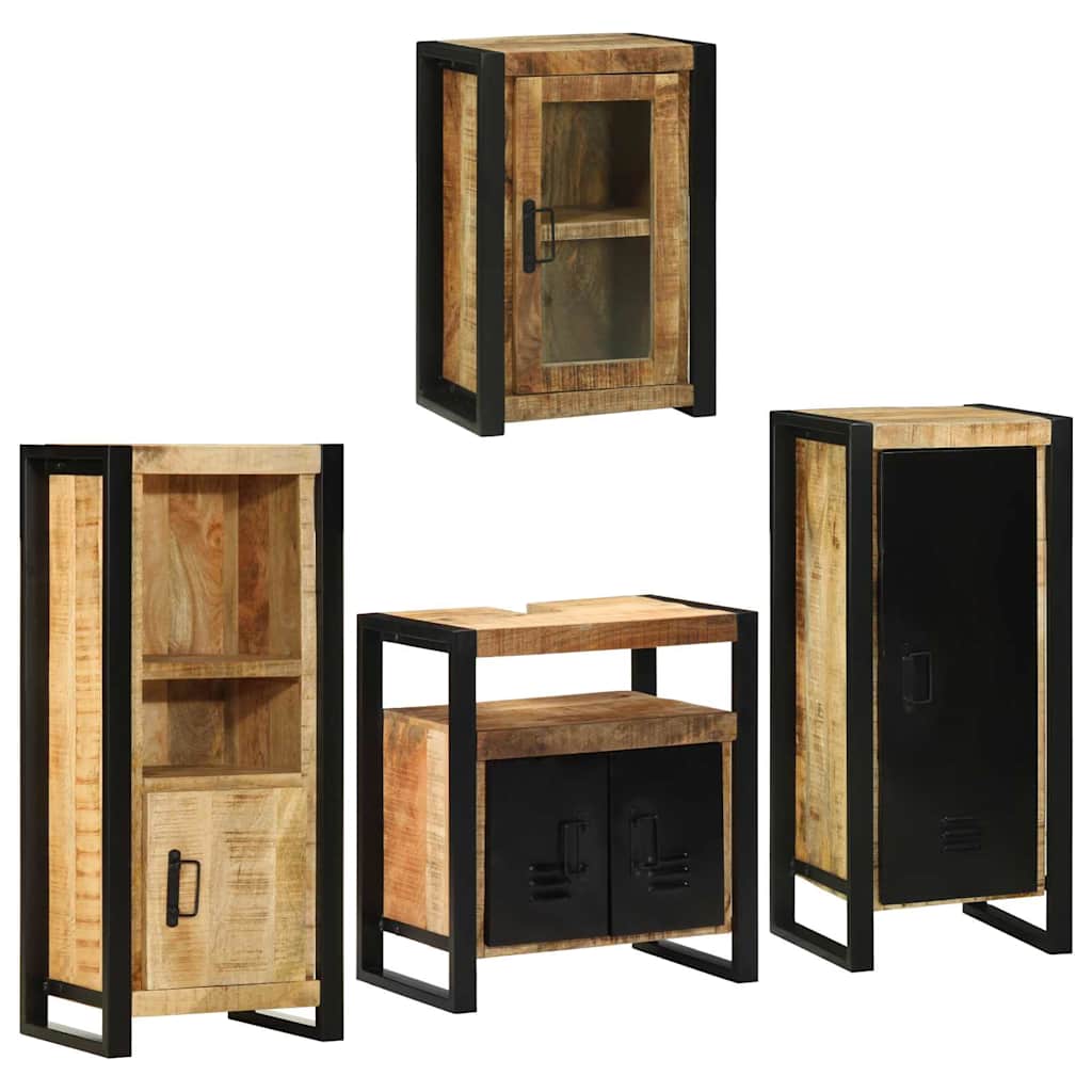Badezimmermöbel-Set mit Regal 4 pcs Braun Massives Mangoholz