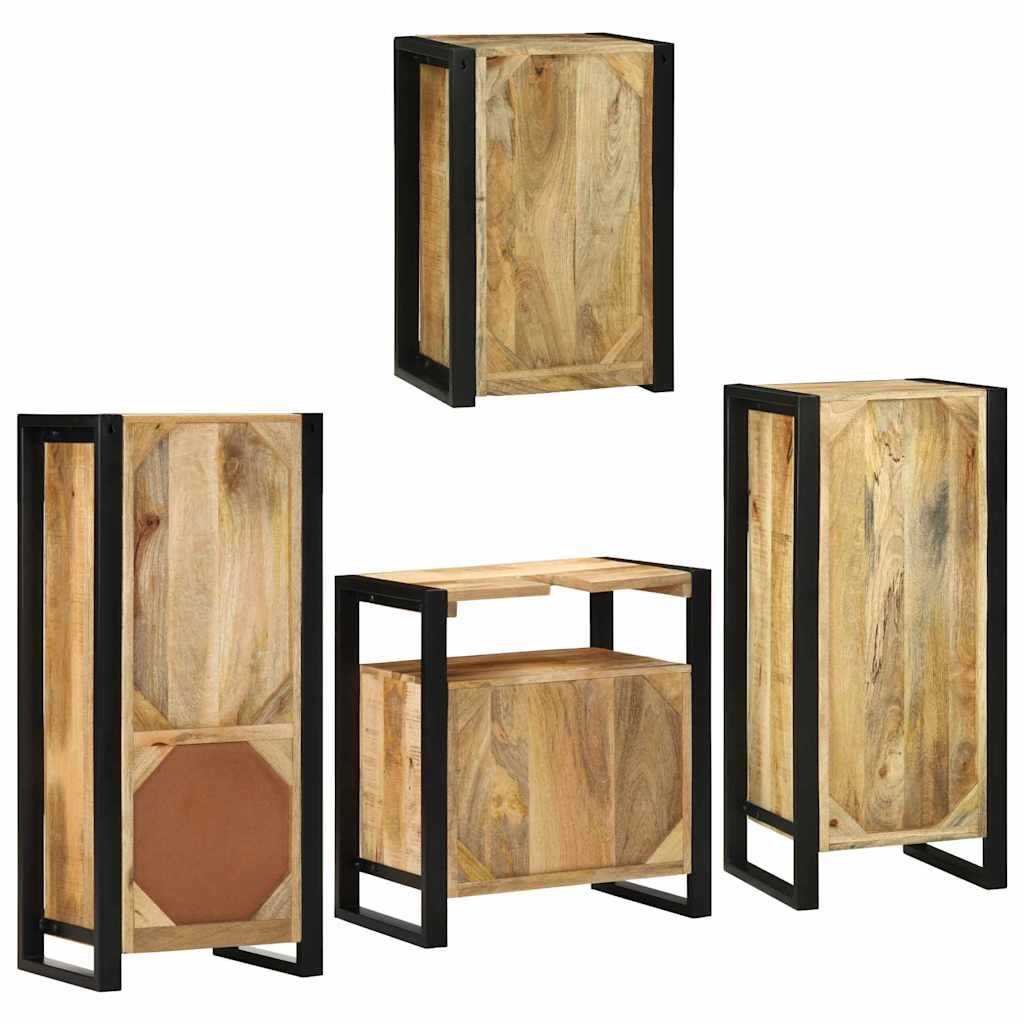 Badezimmermöbel-Set mit Regal 4 pcs Braun Massives Mangoholz