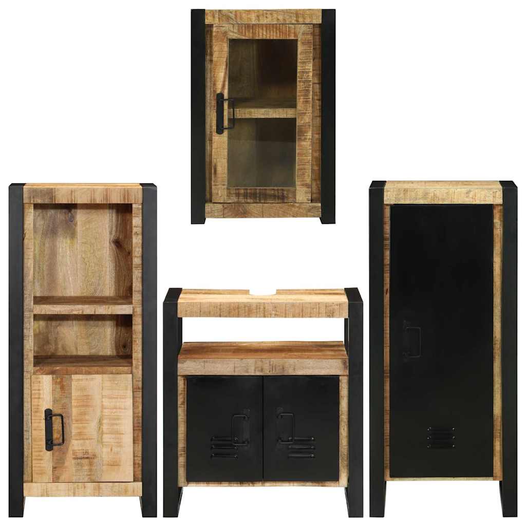Badezimmermöbel-Set mit Regal 4 pcs Braun Massives Mangoholz