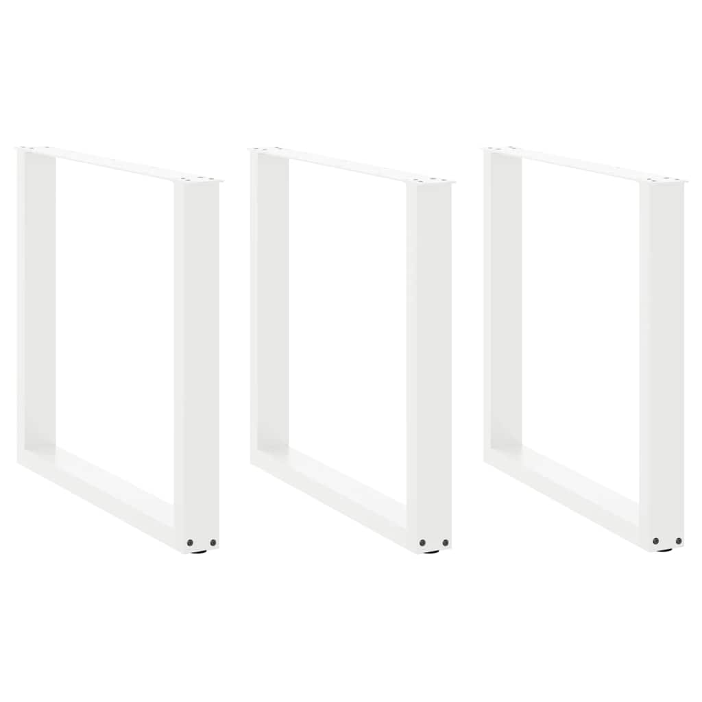 Esstischbeine U-Form 3 Stk. Weiß 80x(72-73) cm Stahl