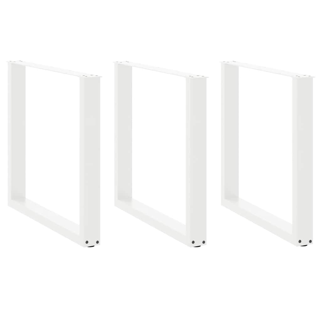 Esstischbeine U-Form 3 Stk. Weiß 90x(72-73) cm Stahl