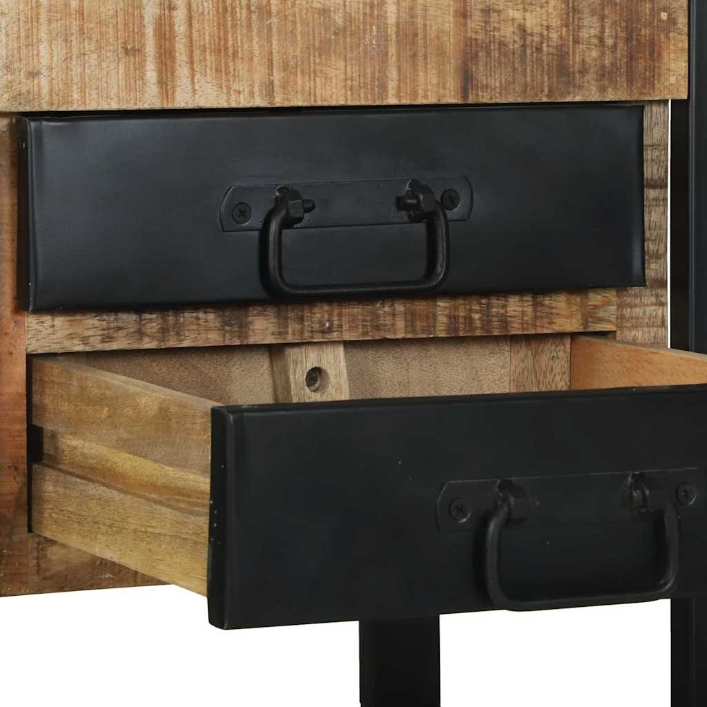 Beistelltisch mit Regal Braun 40 x 40 x 80 cm Massivholz Mango