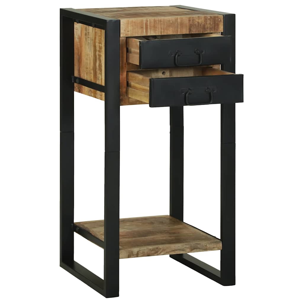 Beistelltisch mit Regal Braun 40 x 40 x 80 cm Massivholz Mango
