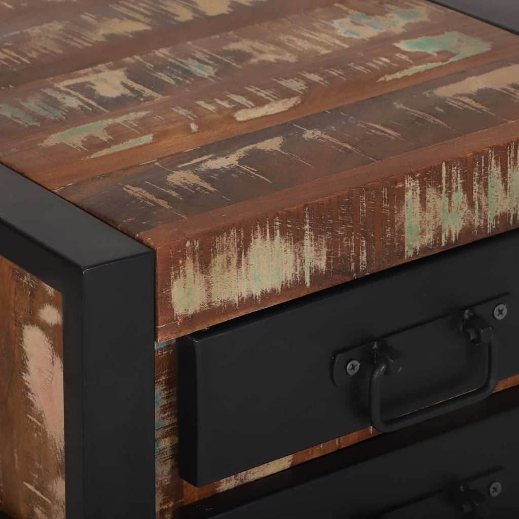 Beistelltisch mit Regal Mehrfarbig Massives upgecyceltes Holz