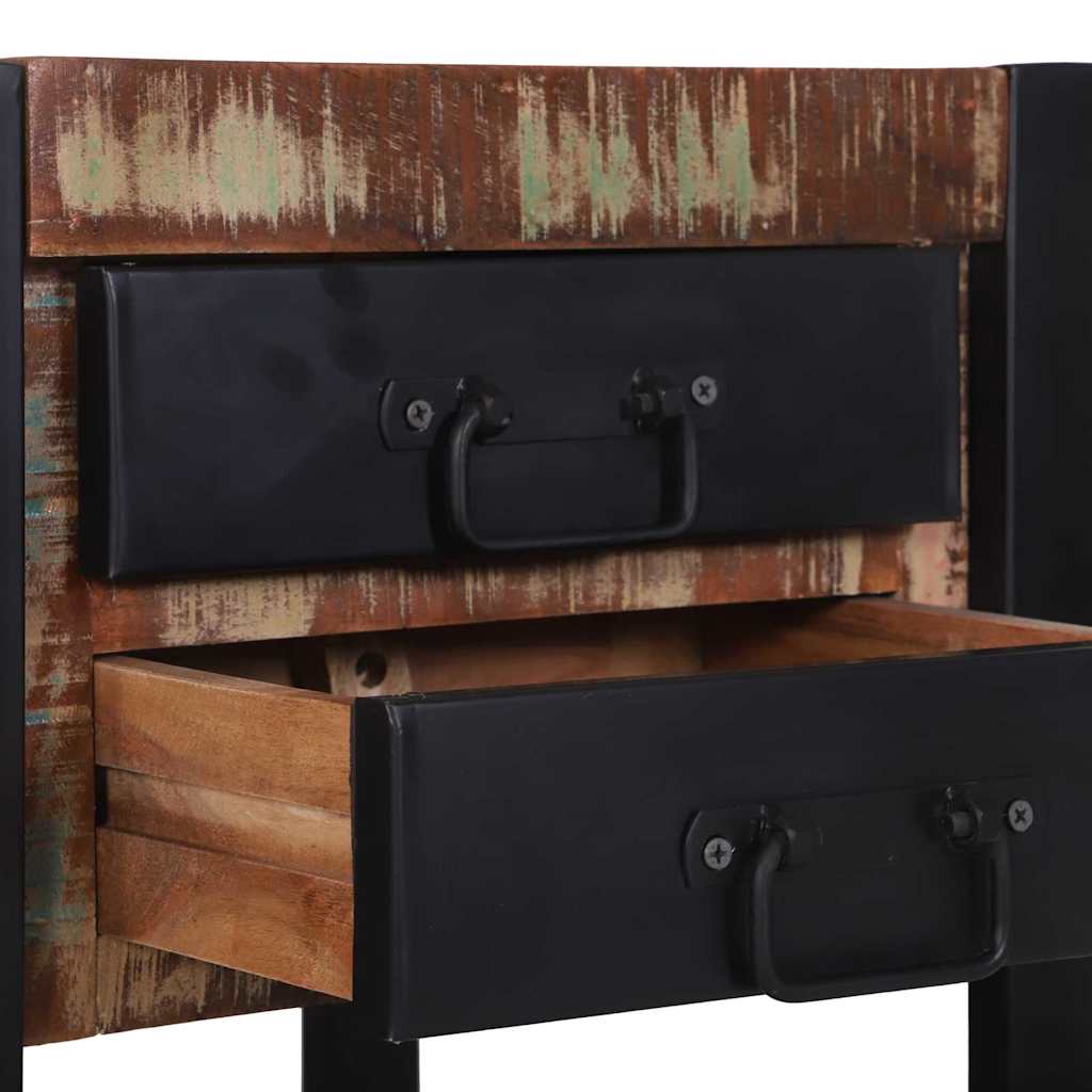 Beistelltisch mit Regal Mehrfarbig Massives upgecyceltes Holz