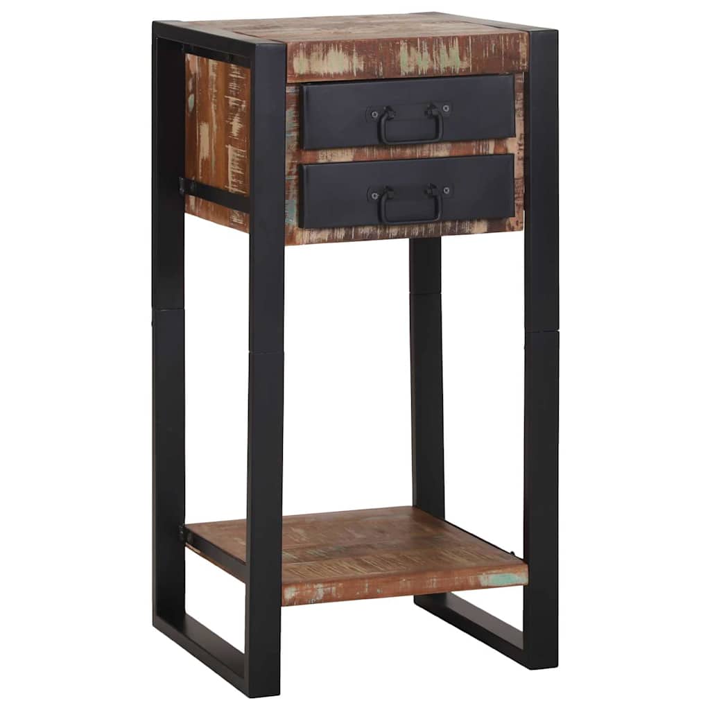 Beistelltisch mit Regal Mehrfarbig Massives upgecyceltes Holz