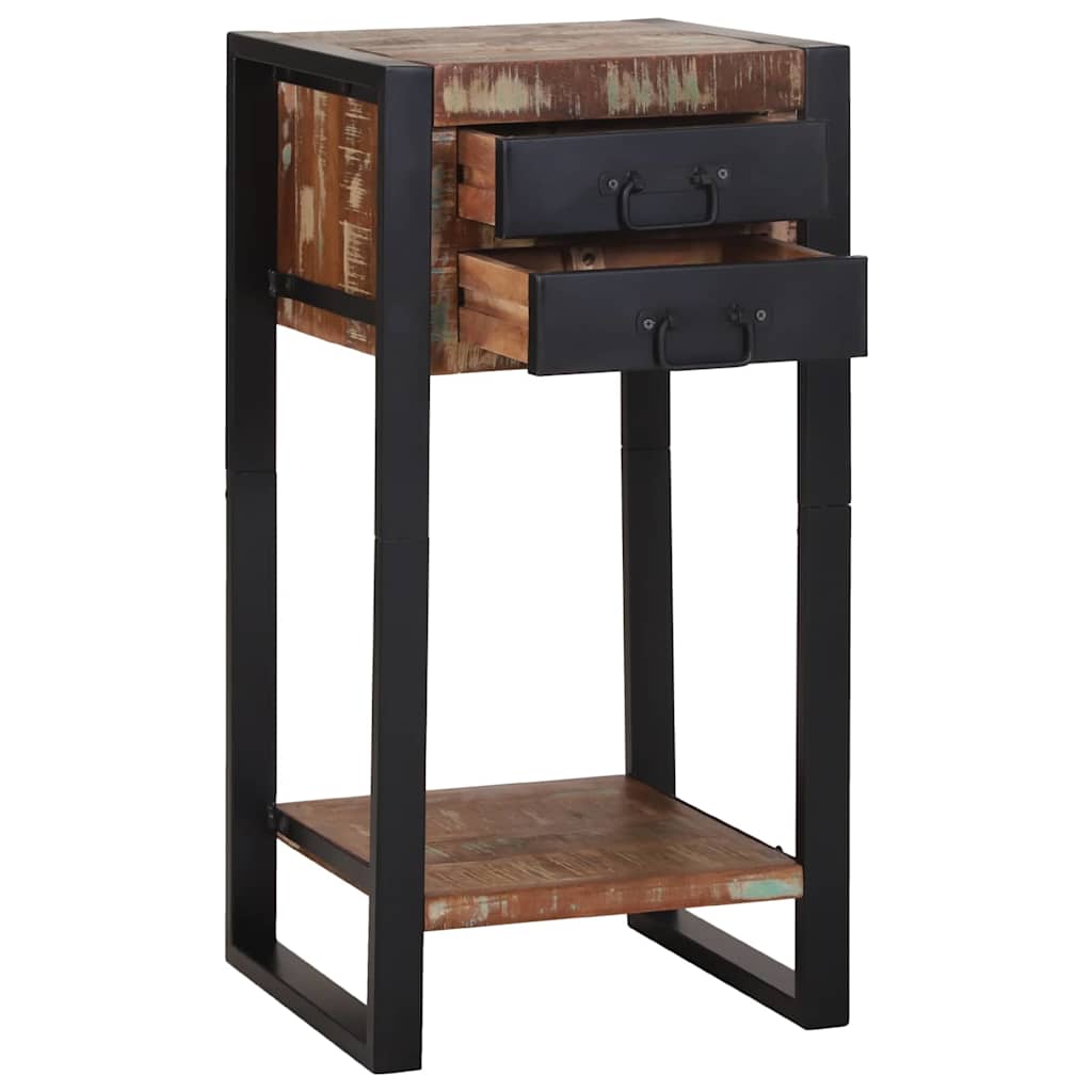 Beistelltisch mit Regal Mehrfarbig Massives upgecyceltes Holz