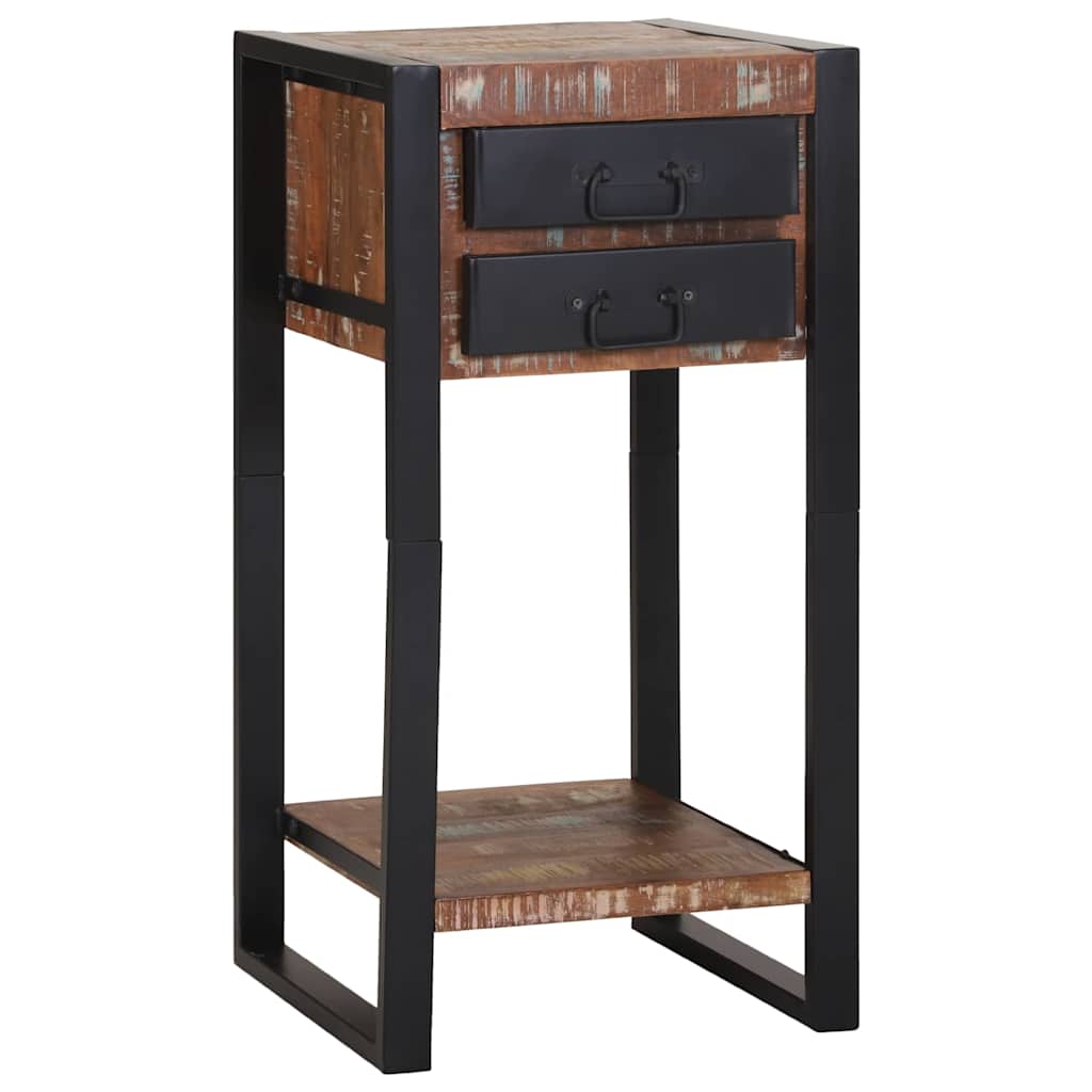 Beistelltisch mit Regal Mehrfarbig Massives upgecyceltes Holz