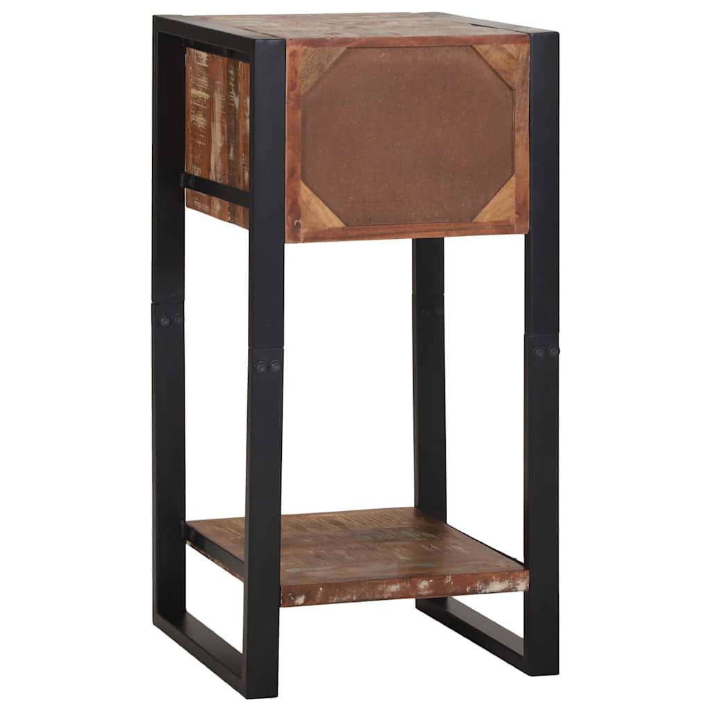Beistelltisch mit Regal Mehrfarbig Massives upgecyceltes Holz