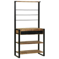 Küchenregal Braun und Schwarz 80 x 40 x 160 cm Massivholz Mango