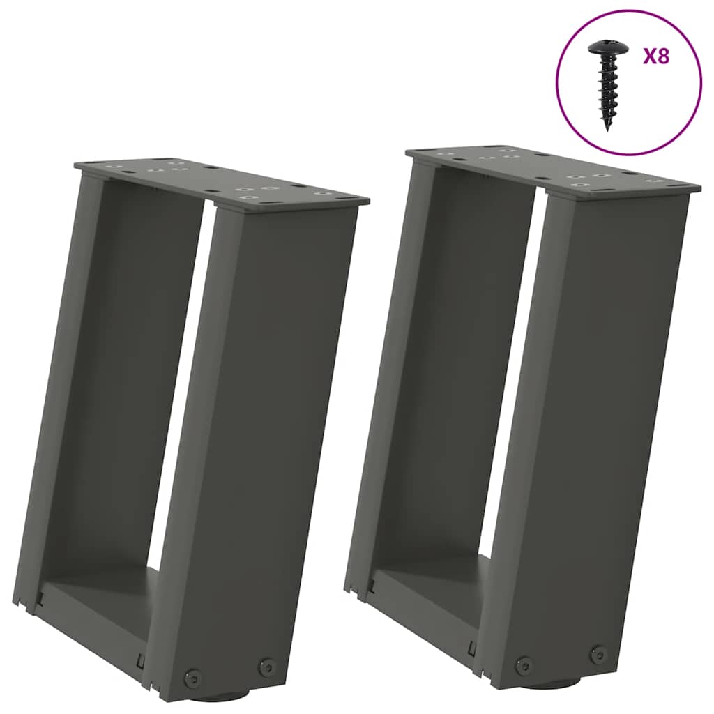 Couchtischbeine U-Form 2 Stk. Anthrazit 30x(30-31) cm Stahl