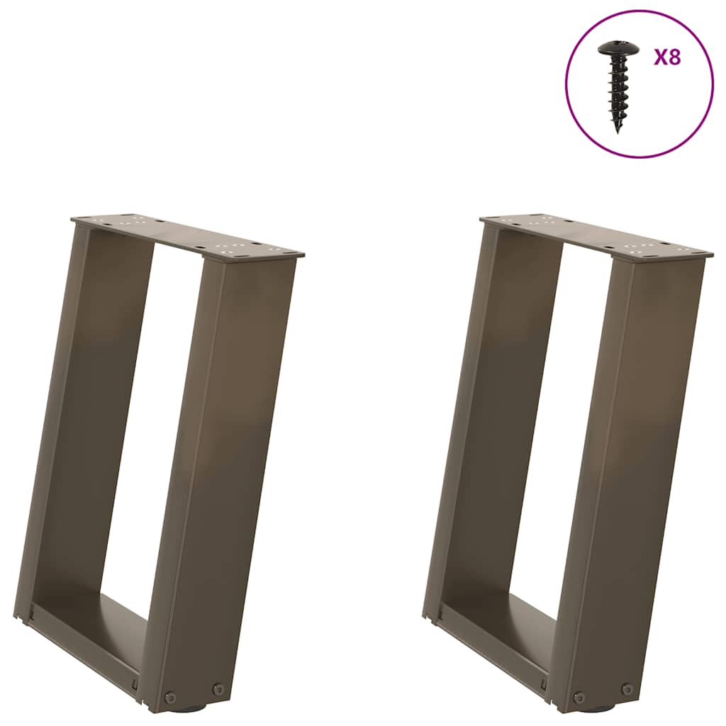 Couchtischbeine U-Form 2 Stk. Naturstahl 28x(42-43) cm Stahl