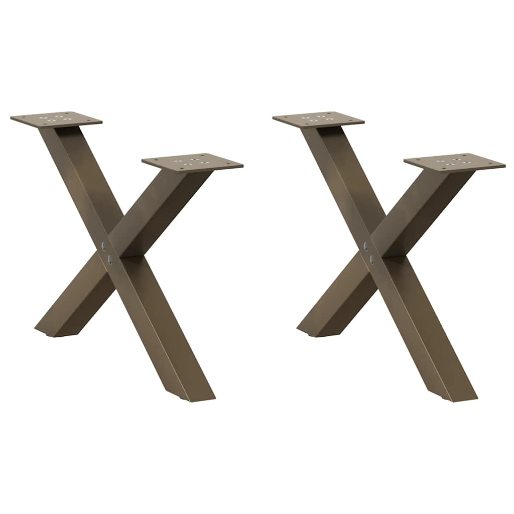 Couchtischbeine X-Form 2 Stk. Naturstahl 60x(30-31) cm Stahl