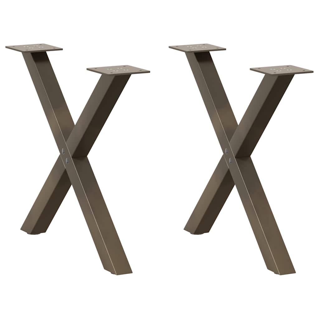 Couchtischbeine X-Form 2 Stk. Naturstahl 50x(42-43) cm Stahl