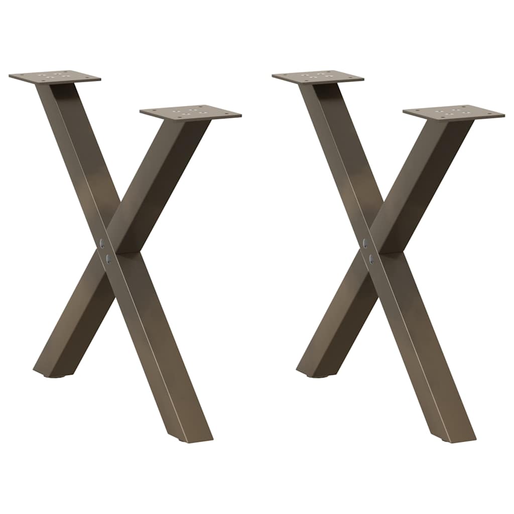 Couchtischbeine X-Form 2 Stk. Naturstahl 60x(42-43) cm Stahl