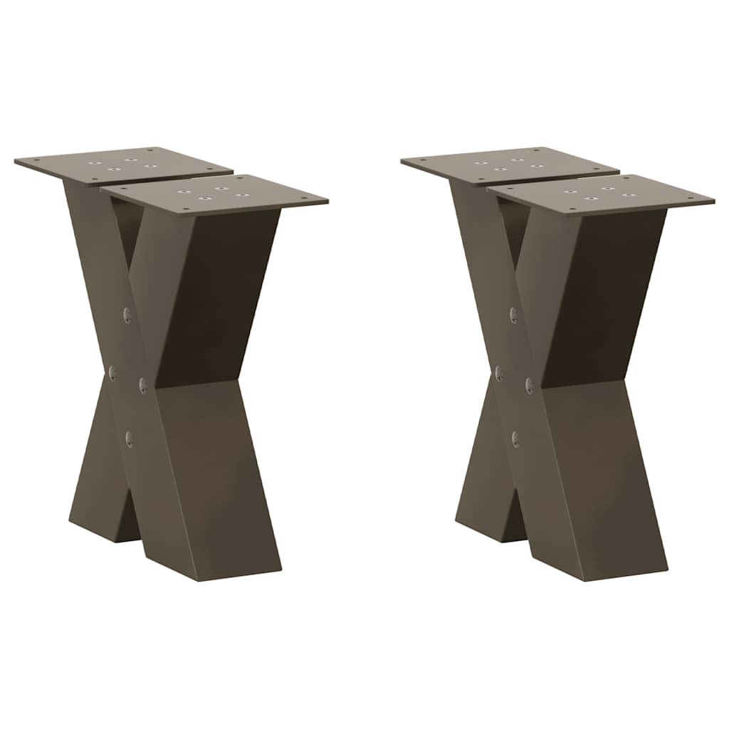 Couchtischbeine X-Form 2 Stk. Naturstahl 30x(30-31) cm Stahl