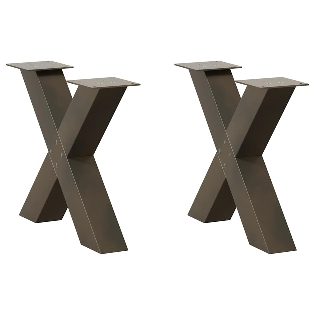 Couchtischbeine X-Form 2 Stk. Naturstahl 50x(42-43) cm Stahl