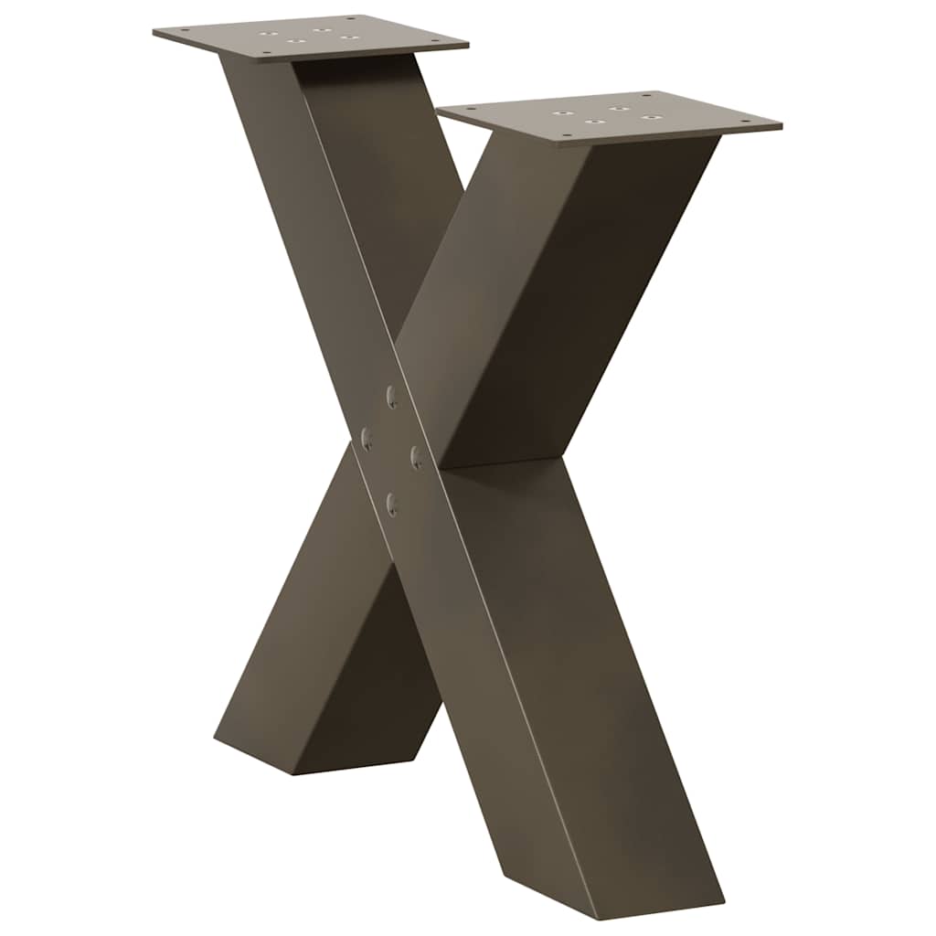 Couchtischbeine X-Form 2 Stk. Naturstahl 60x(42-43) cm Stahl