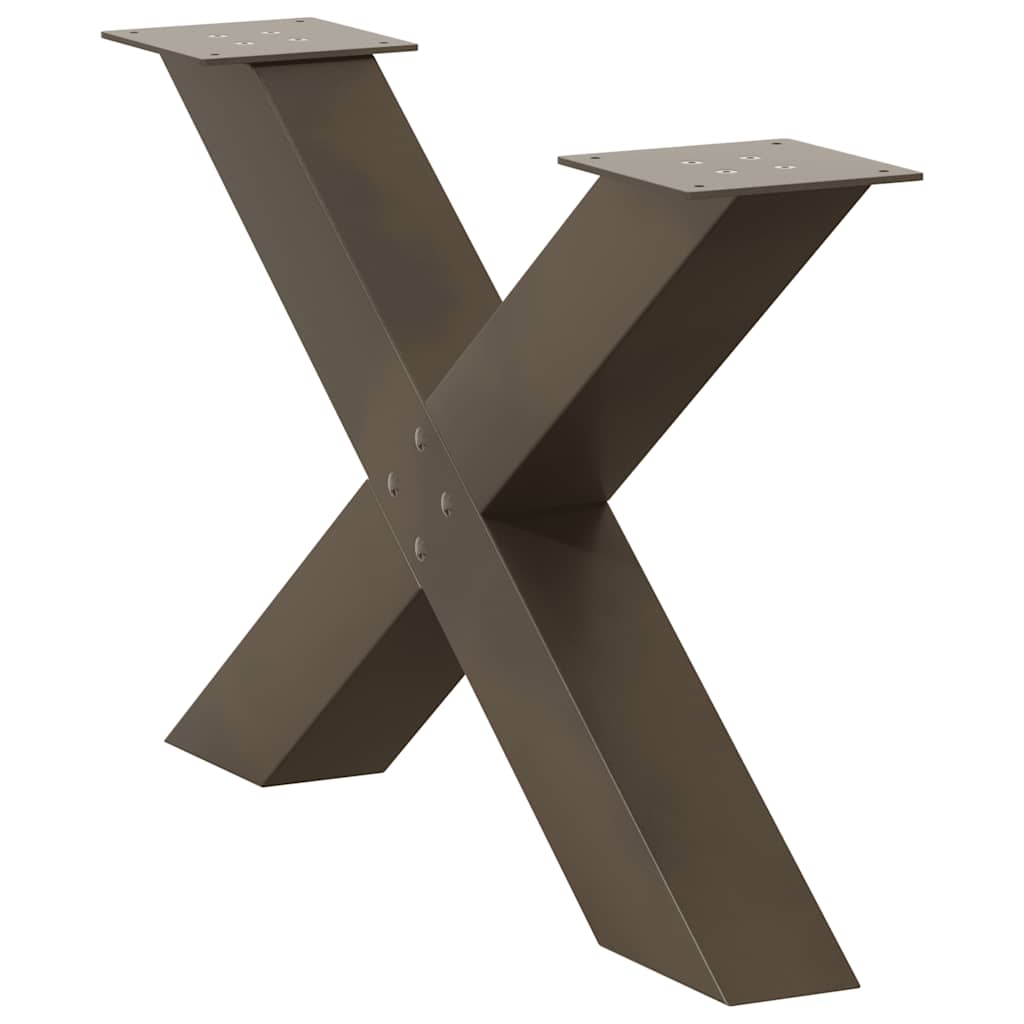 Couchtischbeine X-Form 2 Stk. Naturstahl 70x(42-43) cm Stahl
