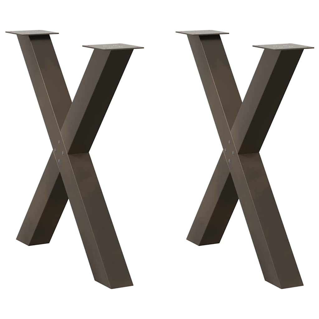 Esstischbeine X-Form 2 Stk. Naturstahl 80x(72-73) cm Stahl