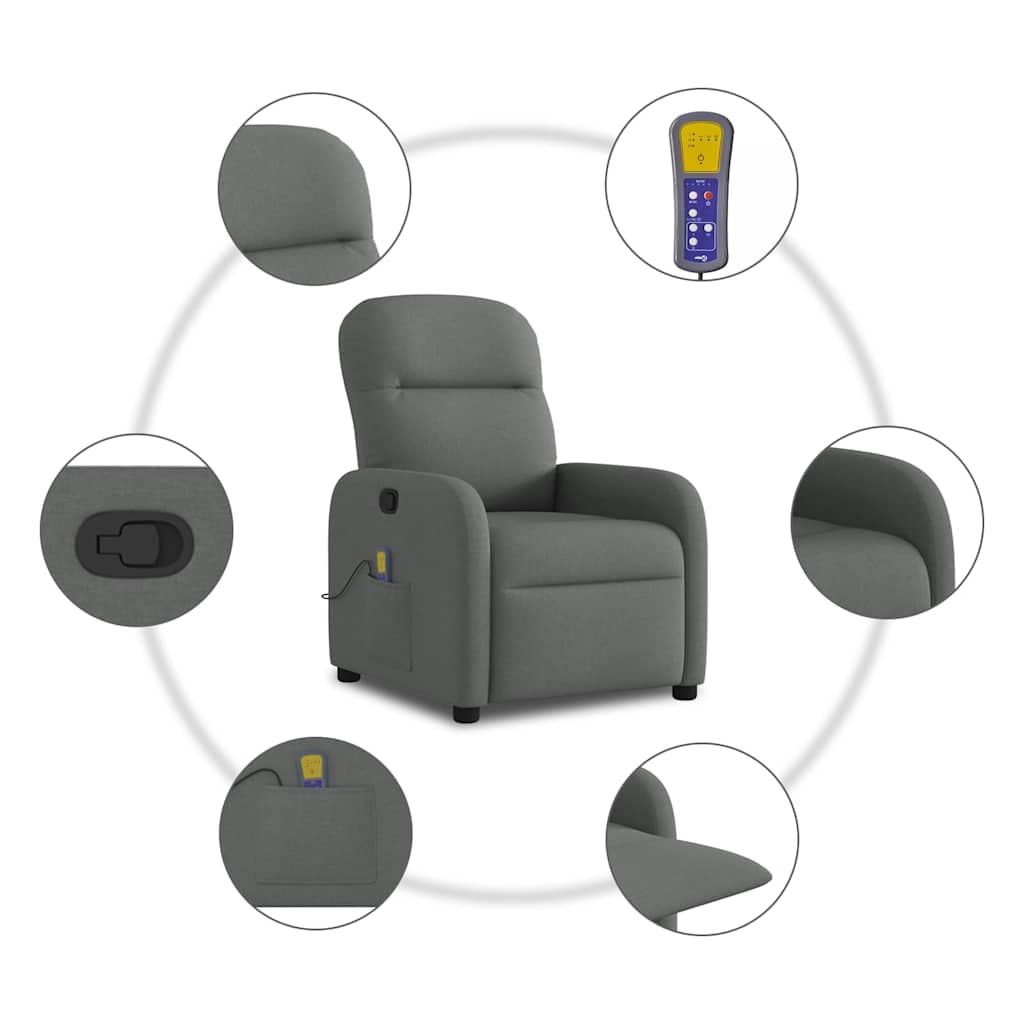 Massage-Relaxsessel, Stoff, Dunkelgrau