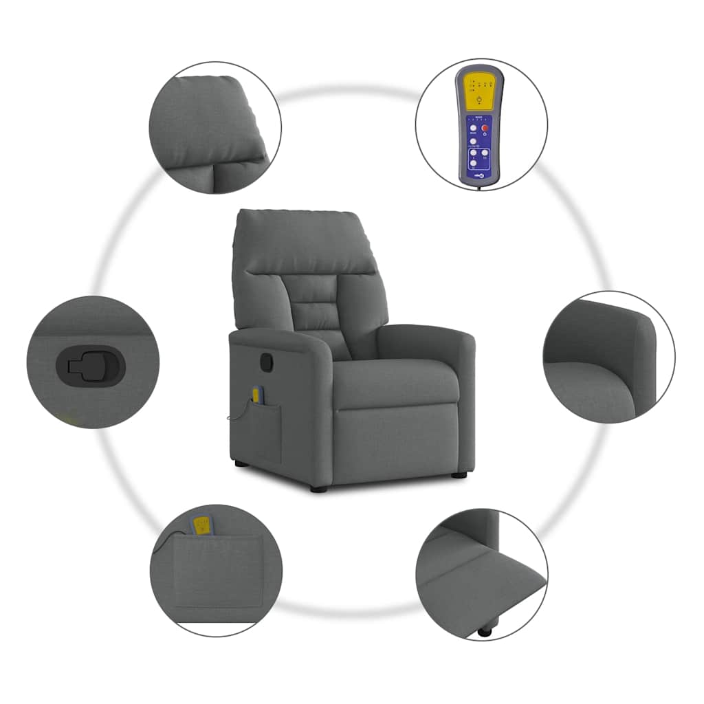 Massage-Relaxsessel, Stoff, Dunkelgrau