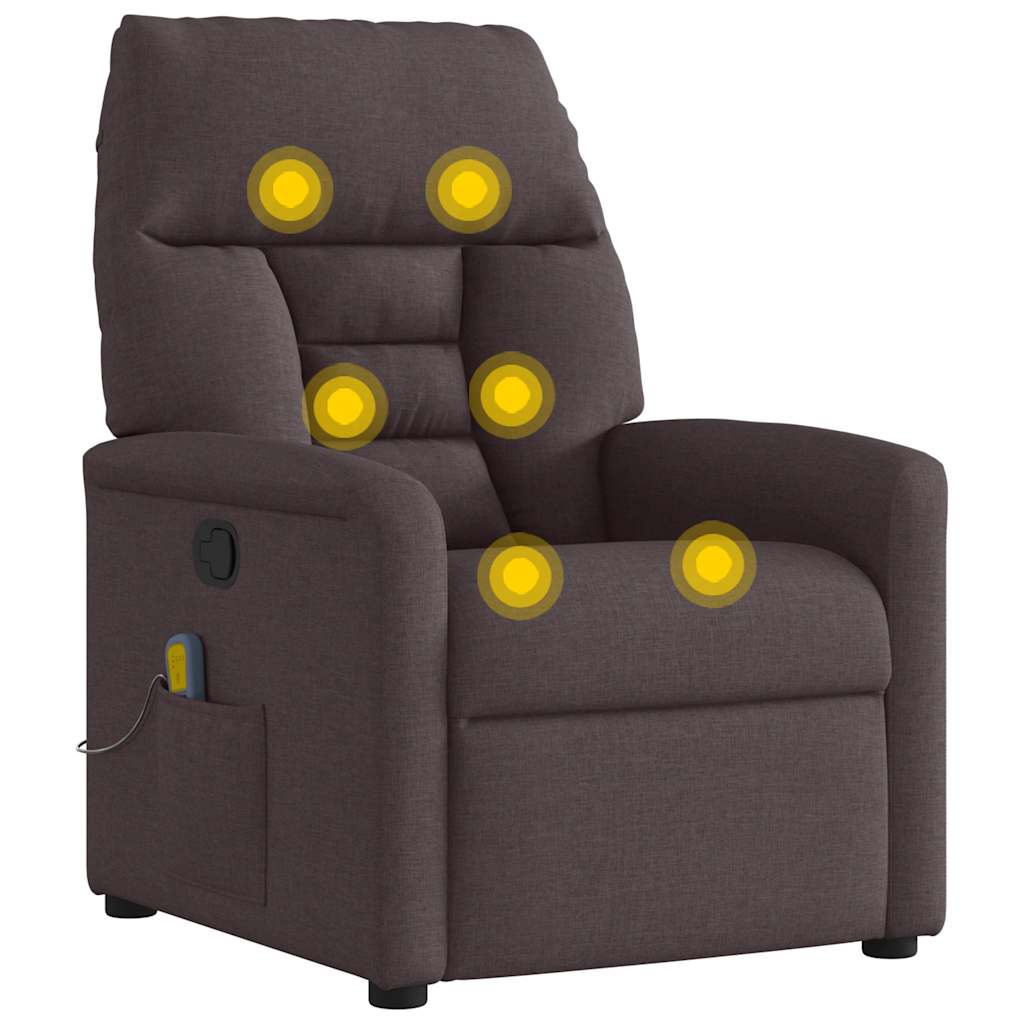 Massagesessel Dunkelbraun Stoff