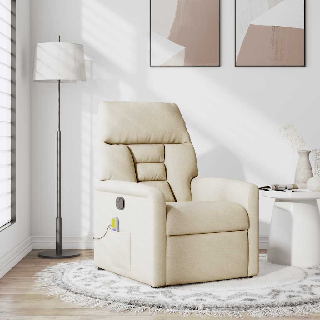 Massagesessel Creme Stoff