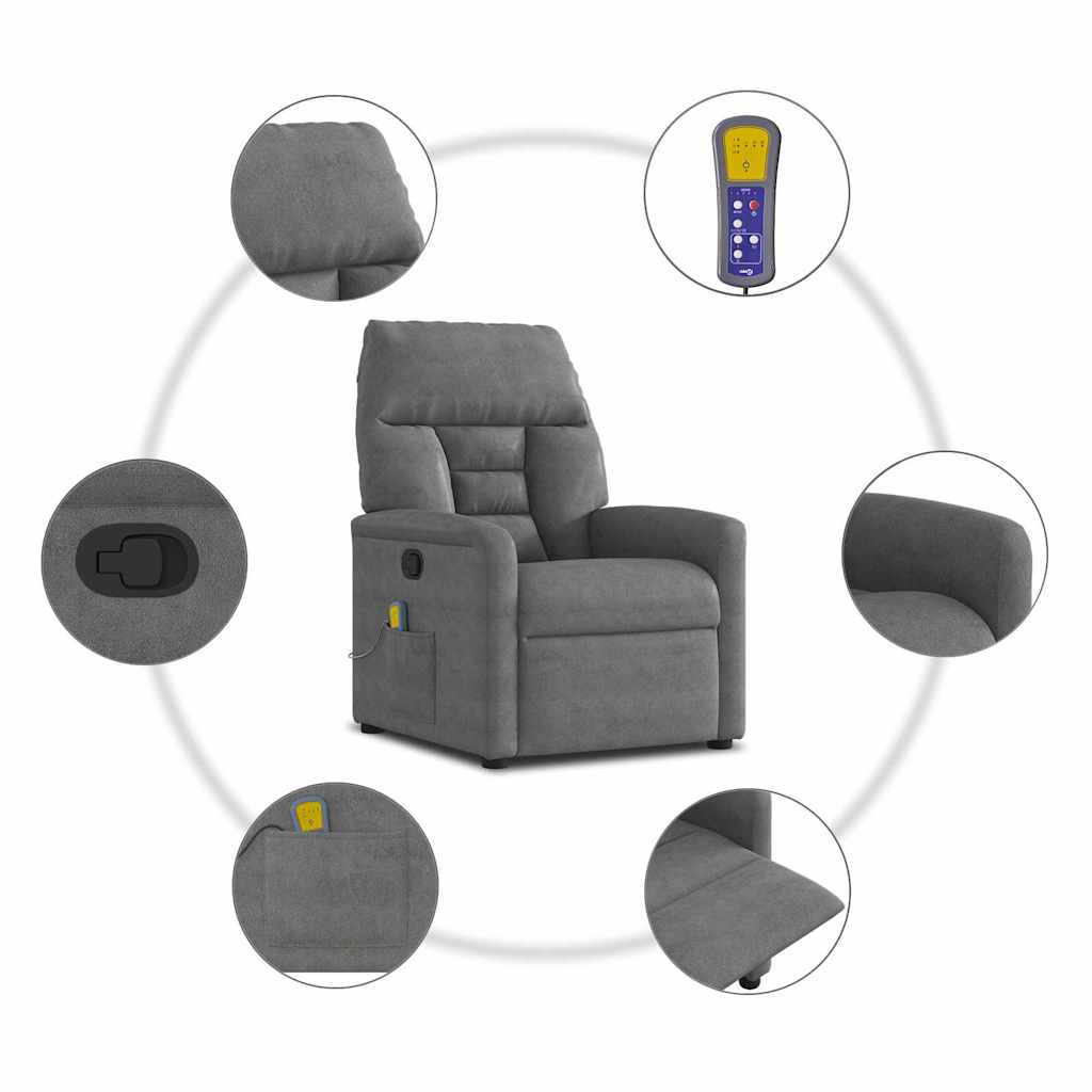 Massagesessel Dunkelgrau Mikrofasergewebe