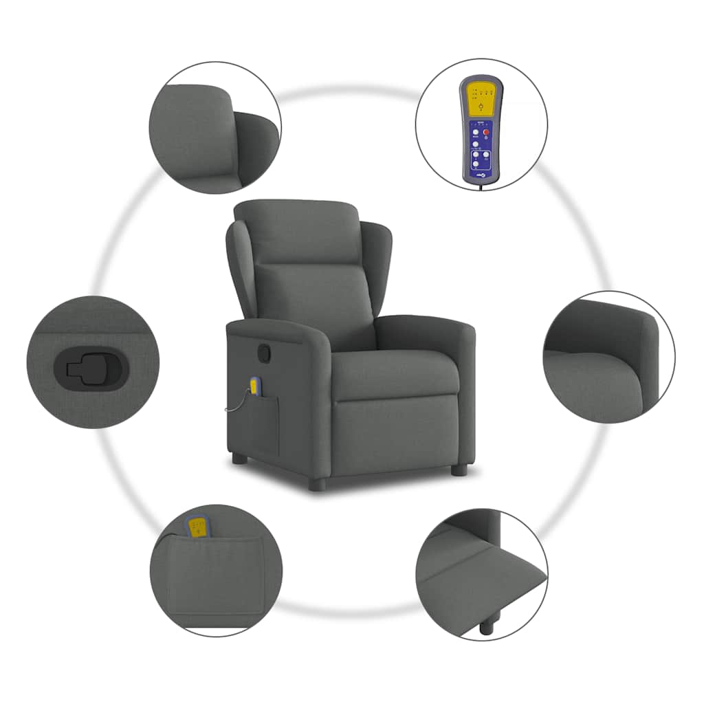 Massage-Relaxsessel, Stoff, Dunkelgrau