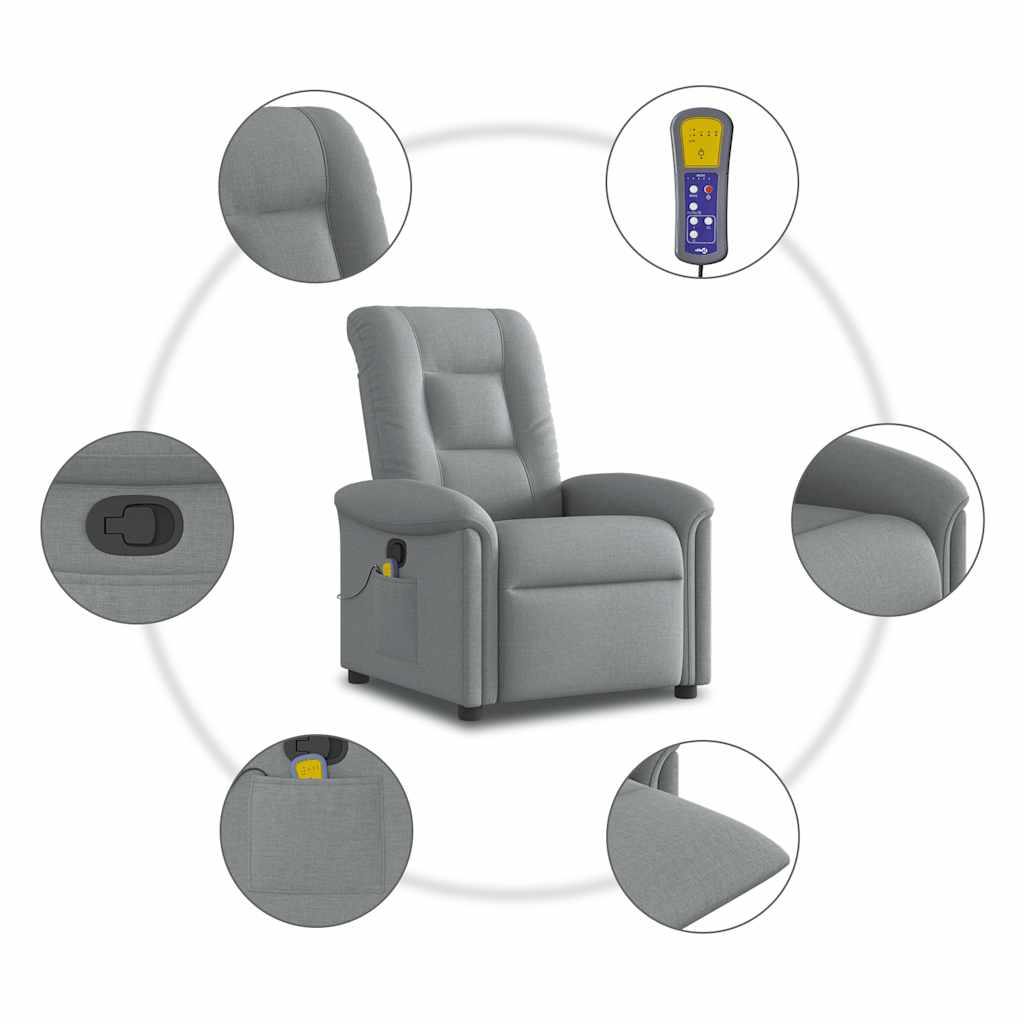 Massagesessel Hellgrau Stoff