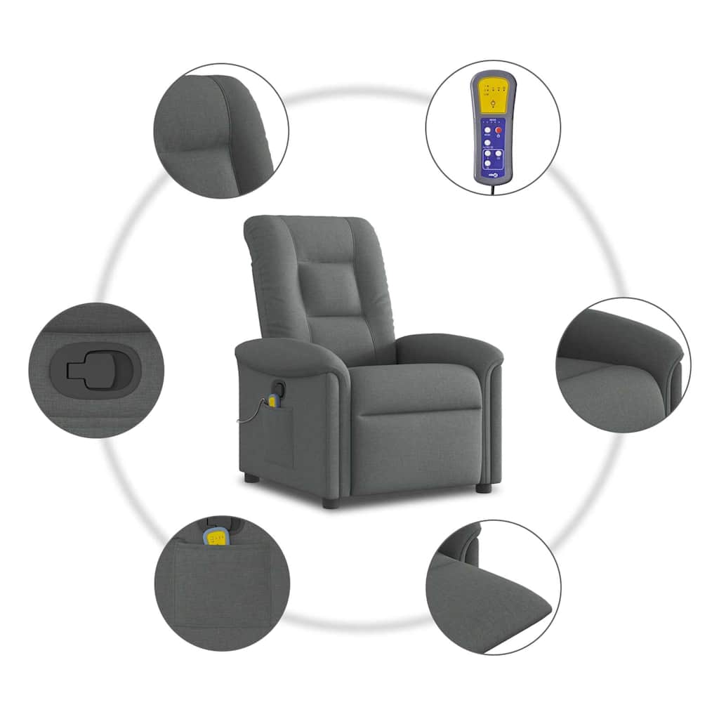 Massage-Relaxsessel, Stoff, Dunkelgrau