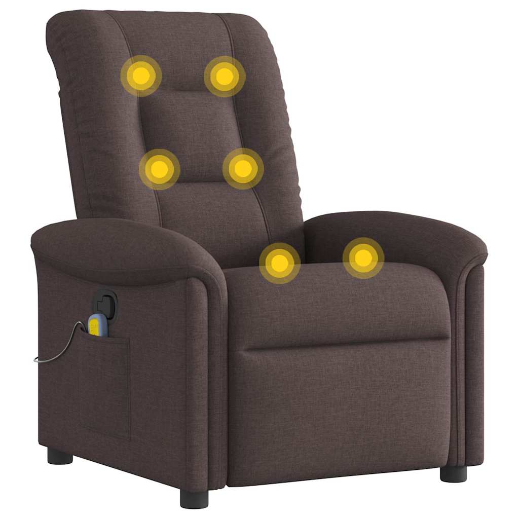 Massagesessel Dunkelbraun Stoff