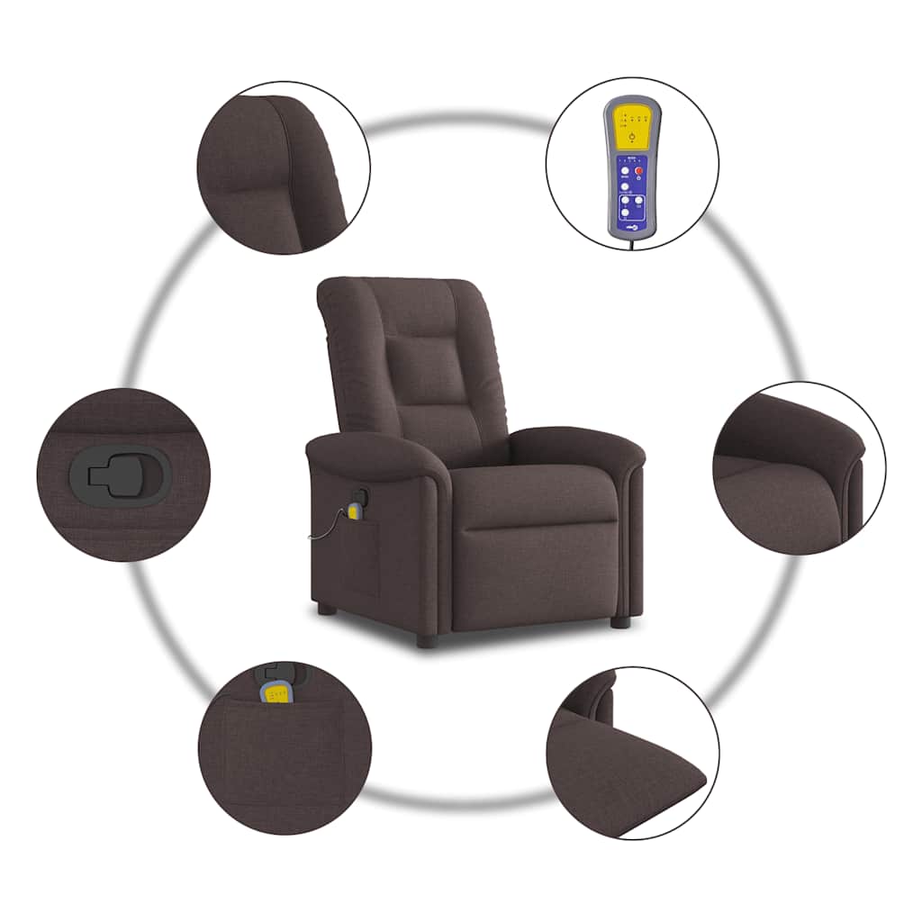 Massagesessel Dunkelbraun Stoff