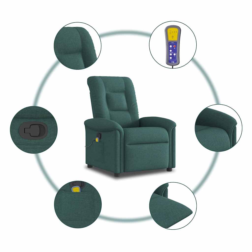 Massagesessel Dunkelgrün Stoff