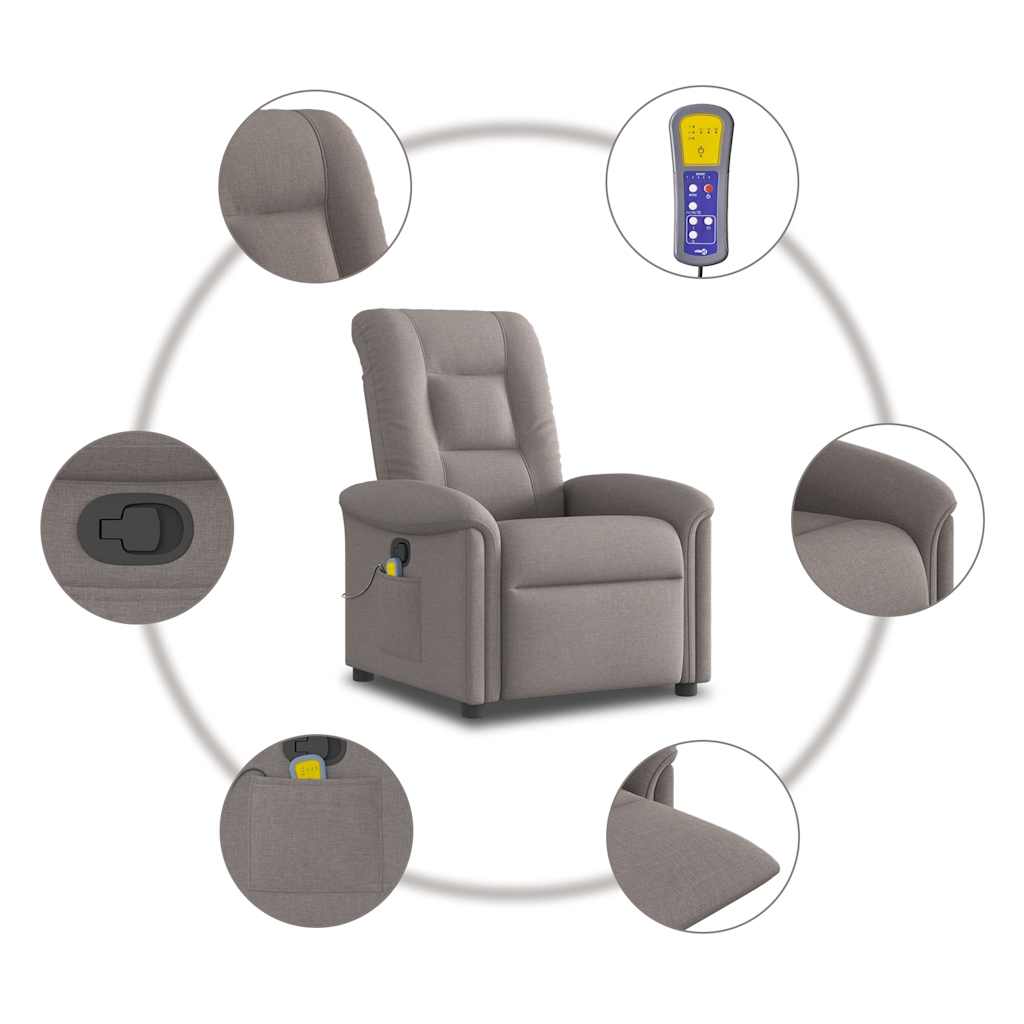 Massagesessel Taupe Stoff