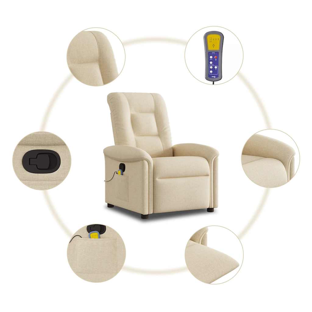 Massagesessel Creme Stoff