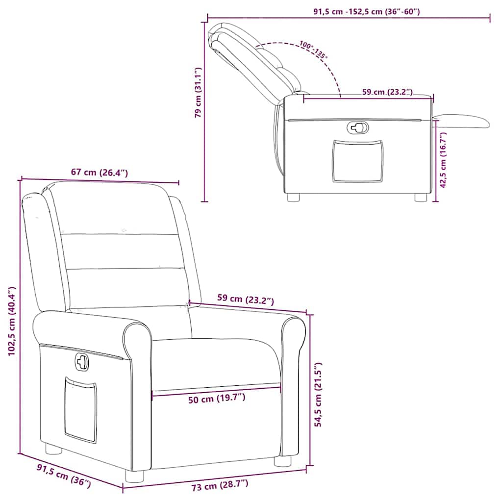 Relaxsessel Braun Stoff