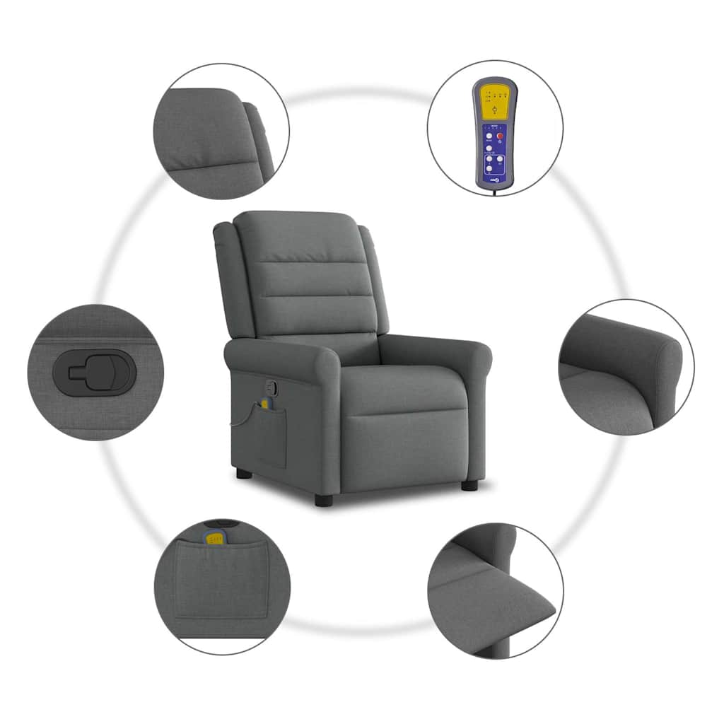 Massage-Relaxsessel, Stoff, Dunkelgrau