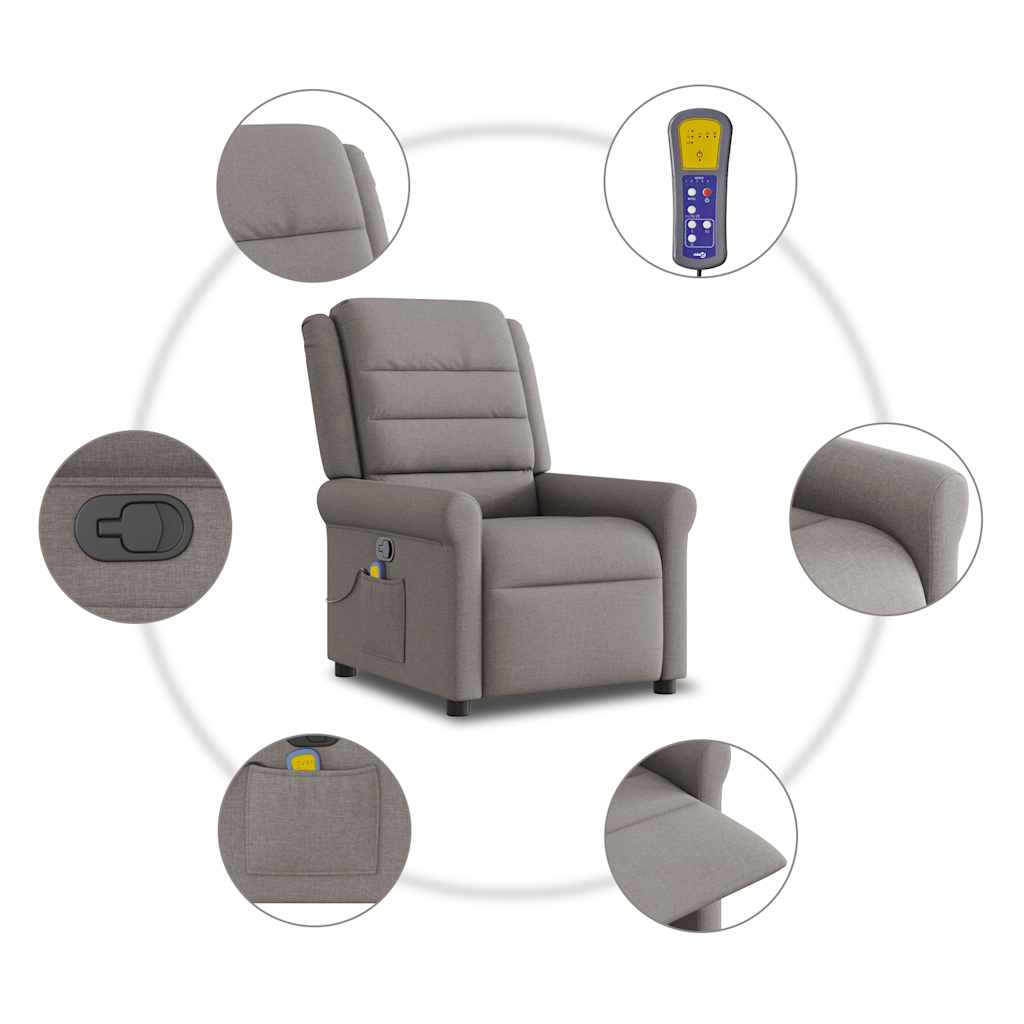 Massagesessel Taupe Stoff