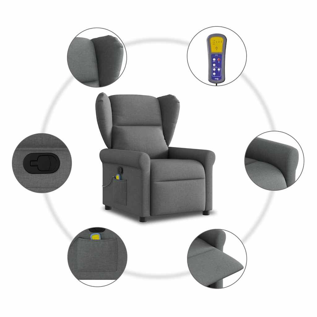 Massage-Relaxsessel, Stoff, Dunkelgrau