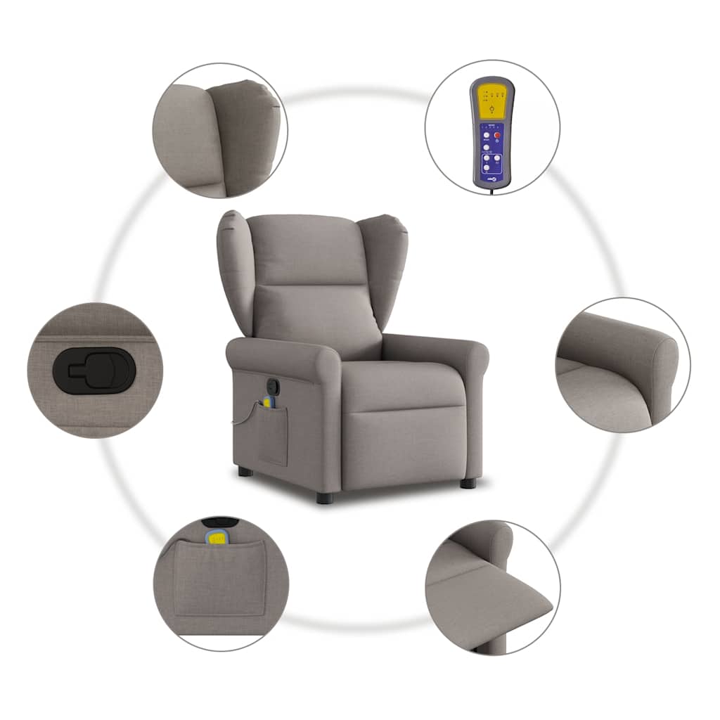 Massagesessel Taupe Stoff