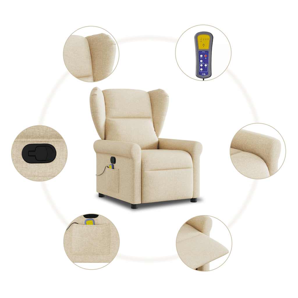 Massagesessel Creme Stoff