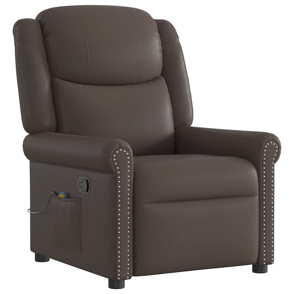 Massagesessel Braun Glänzendes Kunstleder